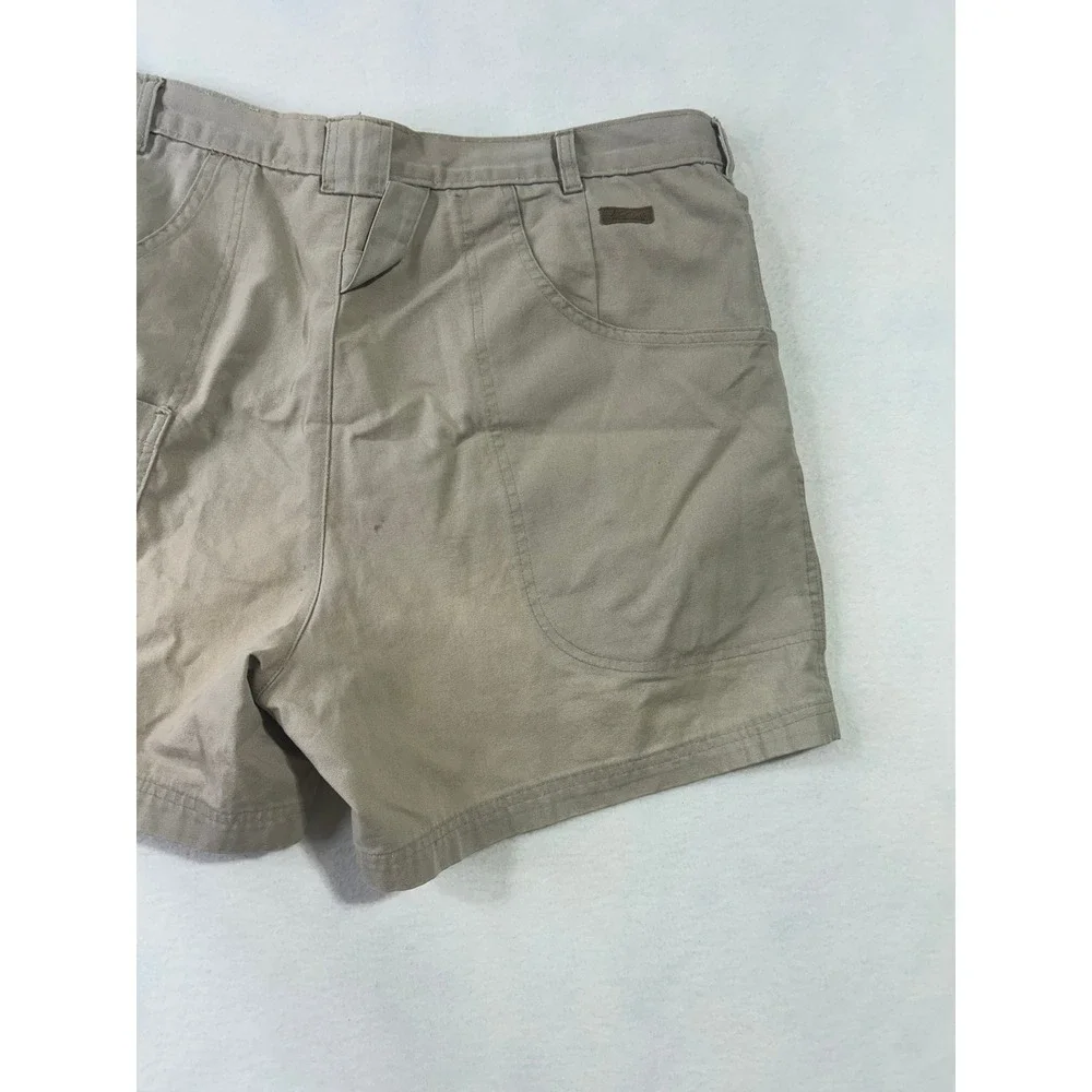 Woolrich Mens Khaki Tan Canvas Utility Hiking Shorts Size 40 Multi Pocket Cotton